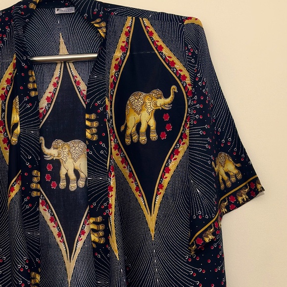 NWT The Elephant Pants Purple Gold Open Front Cardigan Boho Hippie Kimono S/M - Picture 5 of 10